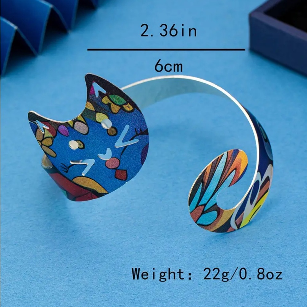 Colorful Cat Adjustable Cuff Bracelet - Picture 3 of 3